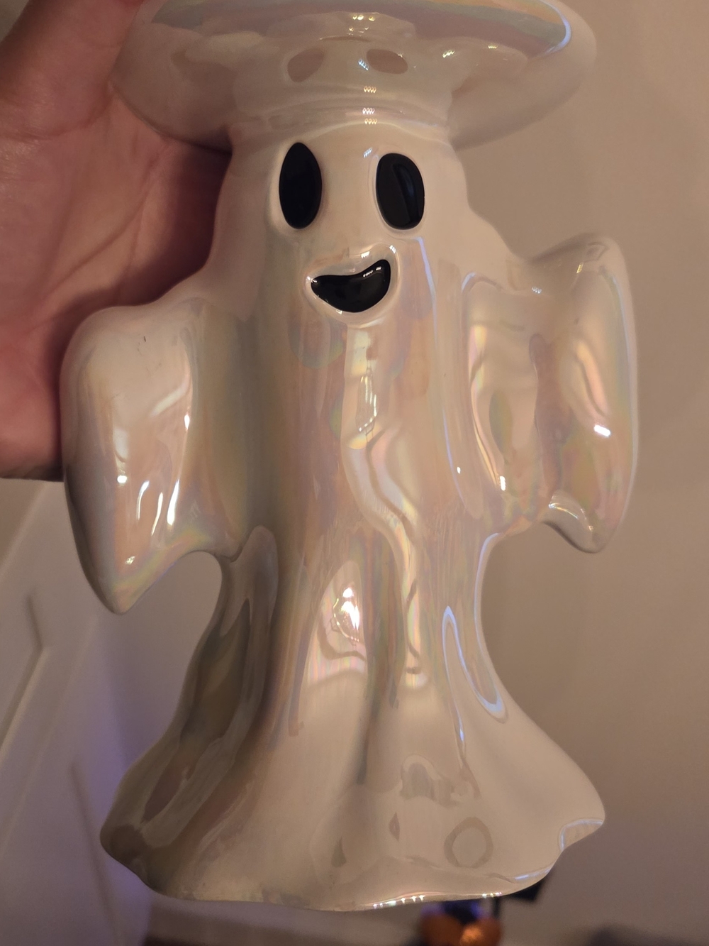 Bath & Body Works Iridescent White Ghost Ceramic Candle Holder